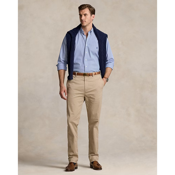 Polo Ralph Lauren Men's Bedford Chino Classic Fit Pants 48Bx34 Khaki Tan Flat Fr - Picture 1 of 9